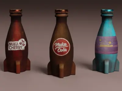Nuka cola set Low-poly 3D model