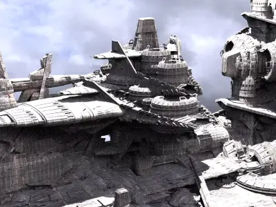 Mayan Future Temples Ships 3D model