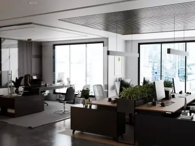 Modern Boss Office blender 3d  Low-poly 3D model