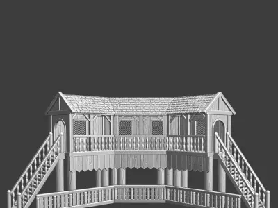 Medieval Tournament Tribune Model 3D print model