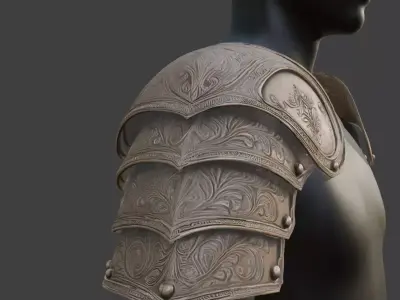 DETAILED MEDIEVAL SHOULDER PAULDRONS 3D print model