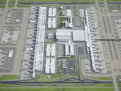Munich Airport Low-poly 3D model