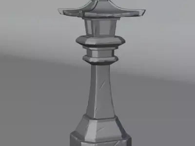 Stylize Stone Lamp High And Lowpoly Model Low-poly 3D model
