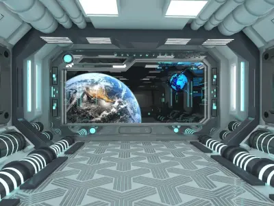 Sci-fi Interior Scene Low-poly 3D model