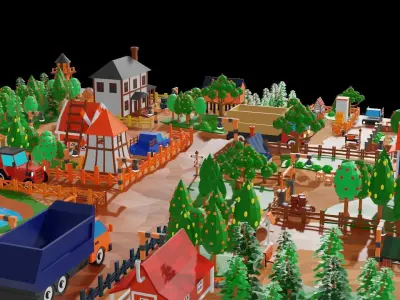 Low Poly Farm Land Low-poly 3D model
