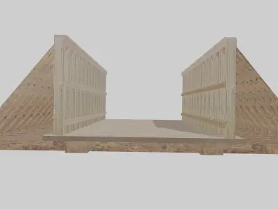 Wooden Bridge Low-poly 3D model 3