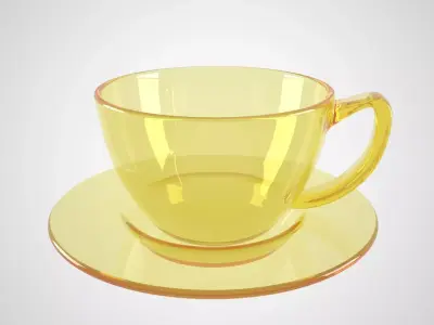 Coffee Cup Clear Glass Light Yellow Color 3D model