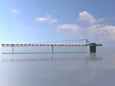 Railway Crossing Barrier 9 m with protective grid closed  Low-poly 3D model