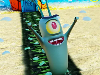 Plankton from Spongebob Squarepants - Rigged PBR Low-poly 3D model