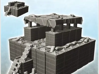 Fortified shooting range with hesco and access stairs 5 3D print model