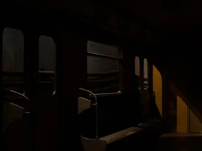 Concrete Tunnel Metro with train 3D model