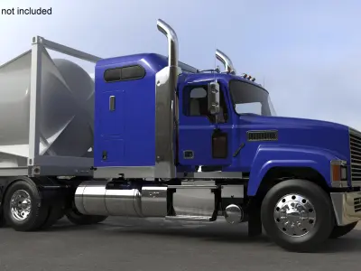  Freight Truck with Liquefied Natural Gas Transport Trailer Rigged for Cinema 4D 