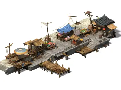 Peach Blossom Island - Marina - Commercial Port 3D model