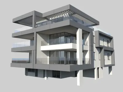 Modern Apartment Building 1 Low-poly 3D model