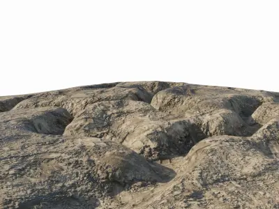 Abandoned WW1 battlefield Low-poly 3D model