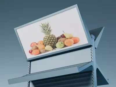 Double-Sided Supermarket Produce Display Rack Low-poly 3D model