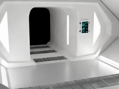 Sci fi Corridor White  Low-poly 3D model