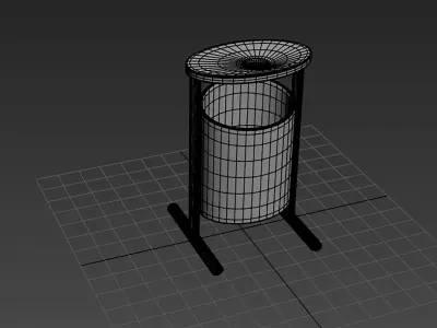 Urban Metal Trash Can Low-poly 3D model