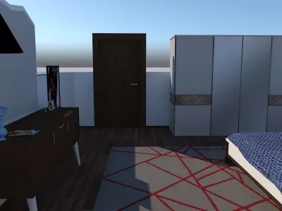 Home Bedroom Set wardrobe and furniture Low-poly 3D model