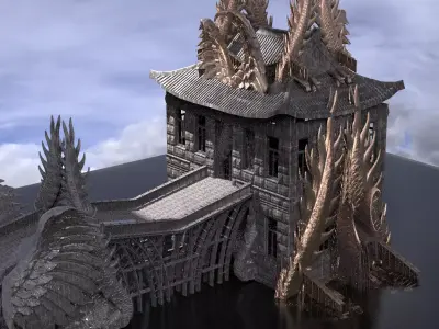 Dragon bridge Temple 1 3D model