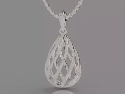 Elegant Teardrop Pendant with Spiral Woven Detail 3D print model