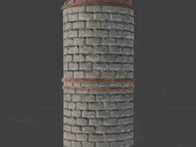 Medieval Round Tower Spire Low-poly 3D model