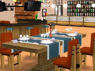 Restaurant MegaPack Low-poly 3D model