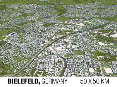 Bielefeld Germany 50x50km 3D City Map 3D model