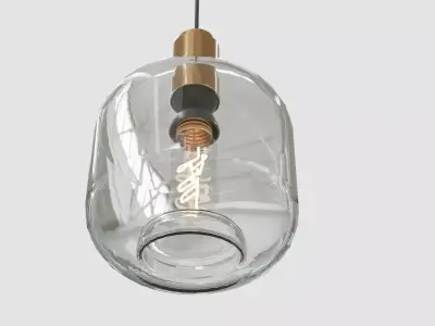 Natural Solid Brass Smoked Glass Pendant 3D model