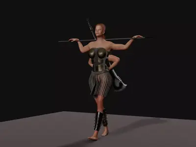 the Most Advanced Female Soldier Rigged its Here Low-poly 3D model