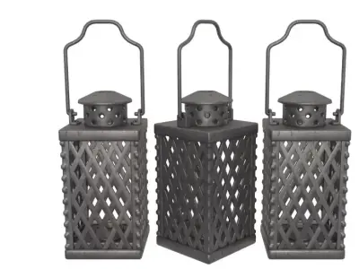 Hurricane Lamp and Candle Lantern collection 3D model