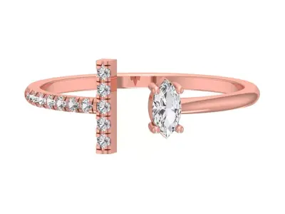 Solitaire Women Marquise Stone Band Ring 3D print model