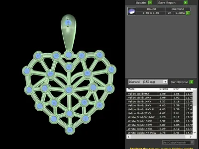 light weight yellow gold  diamond pendent -DOC-P8219 3D print model