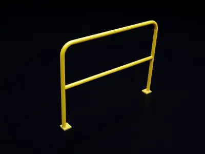 Sidewalk Rail Barriers with crossbar - 3 varriants Low-poly 3D model