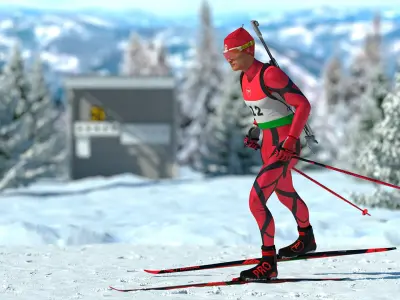  Biathlon Skier Athlete Rigged 