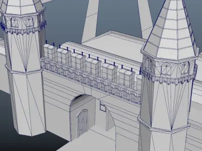 Topkapi Palace Walls and Guard Towers  Low-poly 3D model