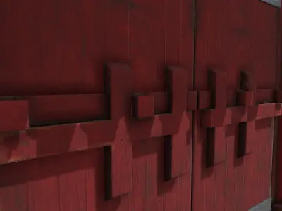 Korean Traditional House Hanok Door 02 Low-poly 3D model