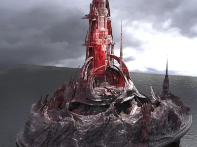 Castle greyscull Skeletor castle Tall 3D model