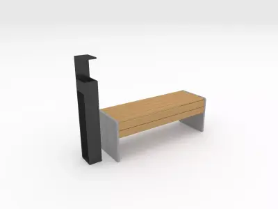 Bench Park 24 Low-poly 3D model
