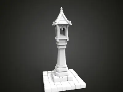 medieval urban stone lantern 6 3D print model