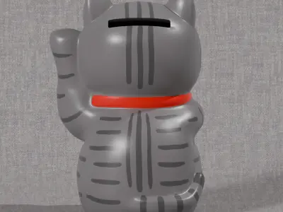 Lucky Cat Money Bank Low-poly 3D model