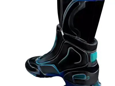 Futuristic SciFi Metallic Boot Armor Low-poly 3D model