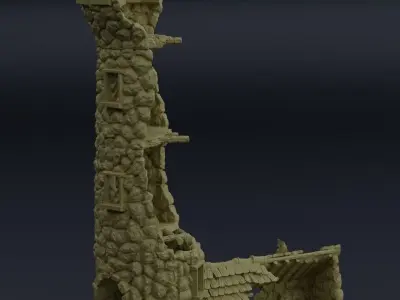 Ruined Lighthouse Tabletop Terrain 28 MM 3D print model