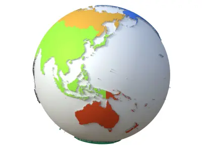  Earth Continents Globe Low-poly 3D model