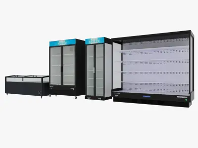 Supermarket Freezer Refrigirator Low-poly 3D model