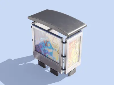 Info Kiosk with Phone Low-poly 3D model
