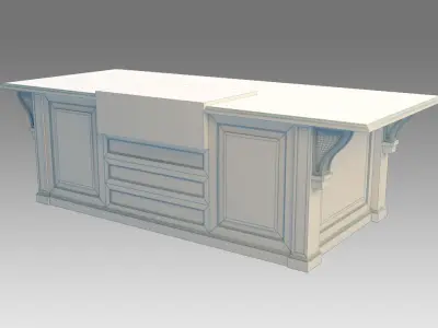 Colonial Kitchen Island 3D model