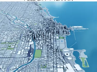 Chicago with Terrain 3D model