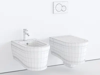 Ceramica Cielo Opera wall-hung bidet and toilet Low-poly 3D model