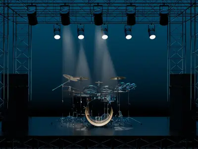 Drums Pearl Full Set with Cymbals and Rototoms 3D model